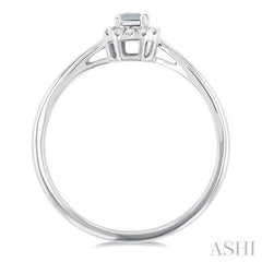 5x3 MM Octagonal Shape White Topaz and 1/20 Ctw Round Cut Diamond Halo Semi-Precious Ring in 10K White Gold