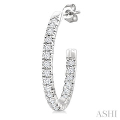 1/6 Ctw French Pave Set Round Cut Diamond Fashion Half Hoop Earring in 14K White Gold