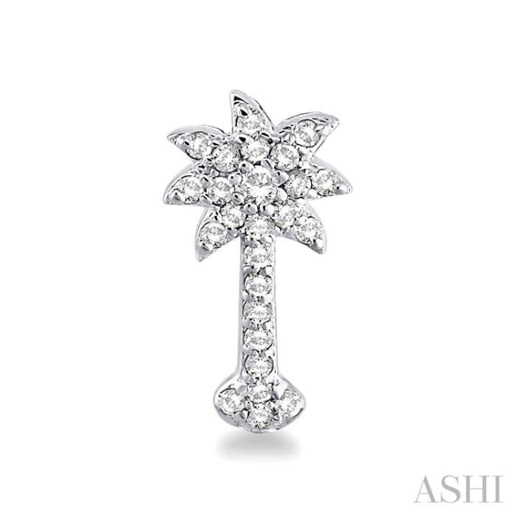1/4 Ctw Round Cut Diamond Palm Tree Earrings in 10K White Gold