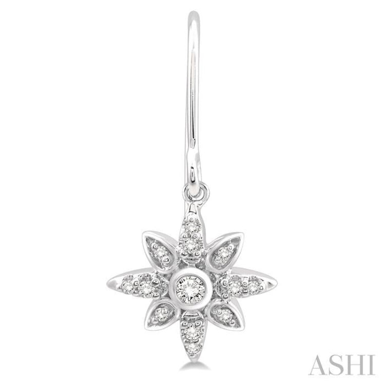 1/6 Ctw Star Charm Round Cut Diamond Earrings in 10K White Gold
