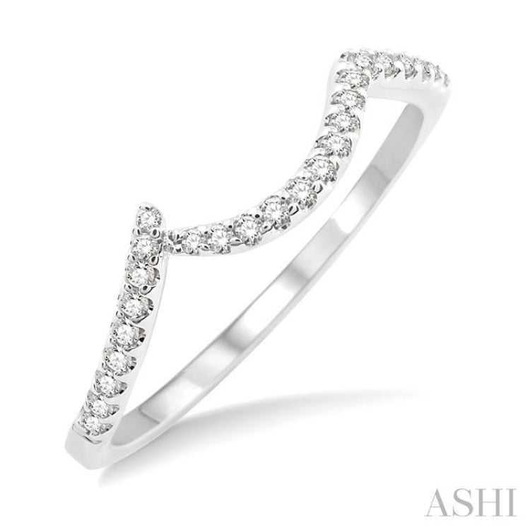 1/10 Ctw Round Cut Diamond Wedding Band in 14K White Gold