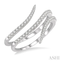 1/3 Ctw Double Spiral Open-End Round Cut Diamond Fashion Ring in 14K White Gold