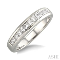 1 Ctw Princess Cut Diamond Wedding Band in 14K White Gold