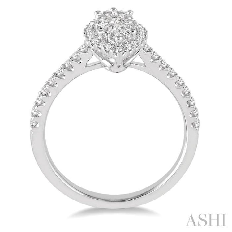5/8 Ctw Marquise Shape Diamond Lovebright Ring in 14K White Gold