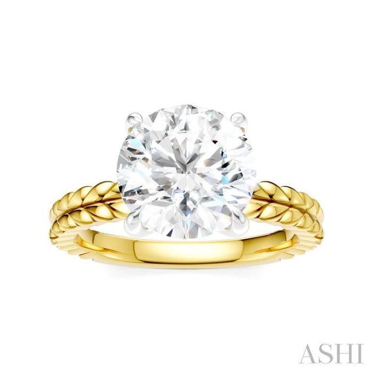 1/20 Ctw Circular Shape Round Cut Diamond Semi-Mount Engagement Ring in 14K Yellow and White Gold