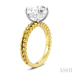 1/20 Ctw Circular Shape Round Cut Diamond Semi-Mount Engagement Ring in 14K Yellow and White Gold