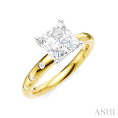 1/6 Ctw Akari Princess Shape Round Cut Diamond Semi-Mount Engagement Ring in 14K Yellow and White Gold