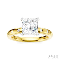 1/6 Ctw Akari Princess Shape Round Cut Diamond Semi-Mount Engagement Ring in 14K Yellow and White Gold