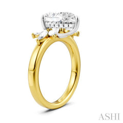 1/2 Ctw Akari Pear Shape Marquise and Round Cut Diamond Semi-Mount Engagement Ring in 14K Yellow and White Gold