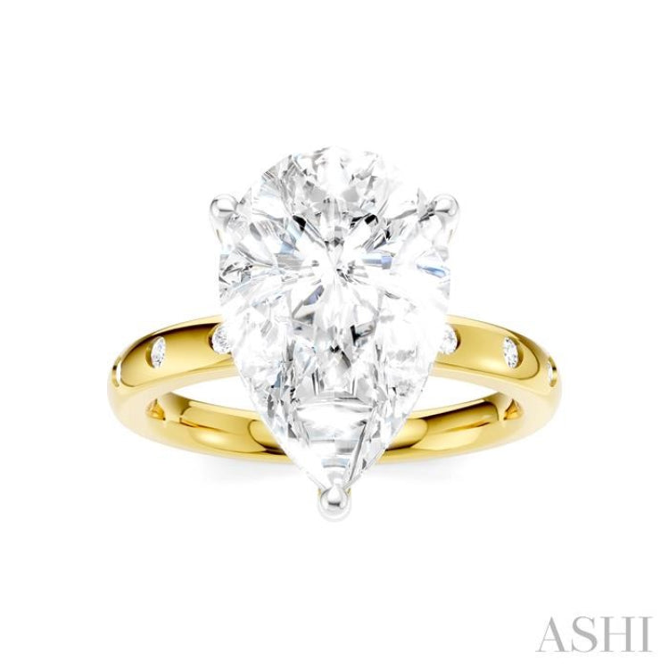 1/5 Ctw Akari Pear Shape Round Cut Diamond Semi-Mount Engagement Ring in 14K Yellow and White Gold