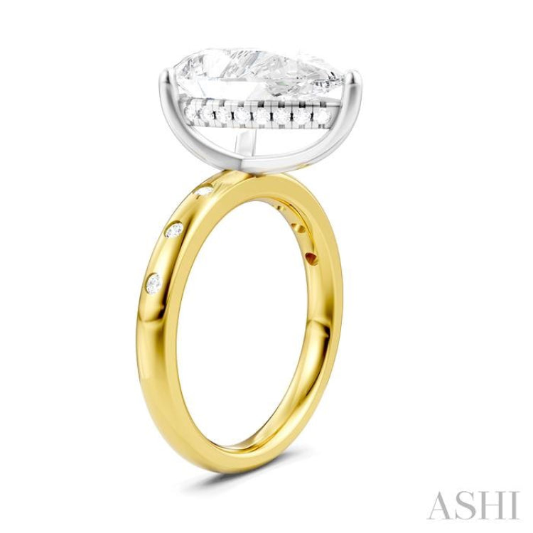 1/5 Ctw Akari Pear Shape Round Cut Diamond Semi-Mount Engagement Ring in 14K Yellow and White Gold
