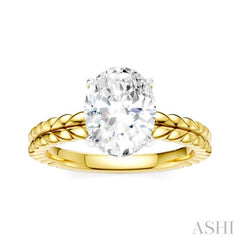1/20 Ctw Oval Shape Round Cut Diamond Semi-Mount Engagement Ring in 14K Yellow and White Gold