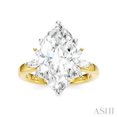 5/8 Ctw Akari Marquise and Round Cut Diamond Semi-Mount Engagement Ring in 14K Yellow and White Gold