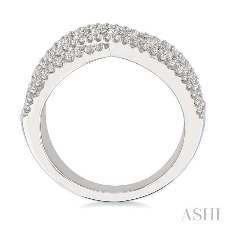 1 Ctw Round Cut Diamond Criss Cross Bold Fashion Band in 14K White Gold