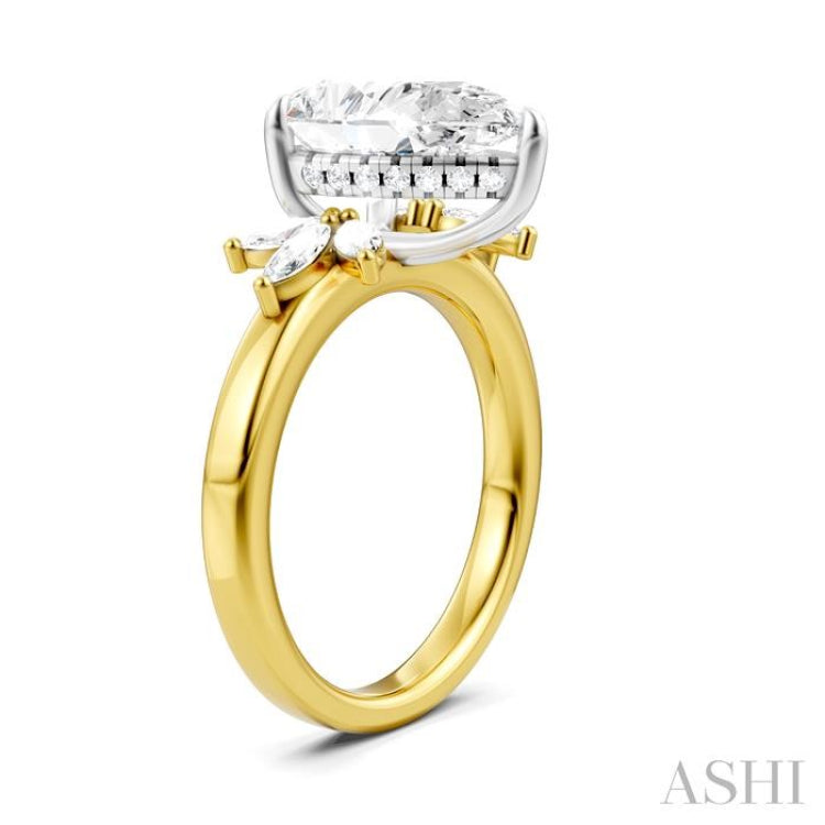 5/8 Ctw Akari Pear Shape Marquise and Round Cut Diamond Semi-Mount Engagement Ring in 14K Yellow and White Gold
