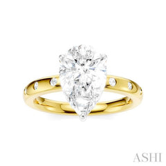 1/5 Ctw Akari Pear Shape Round Cut Diamond Semi-Mount Engagement Ring in 14K Yellow and White Gold