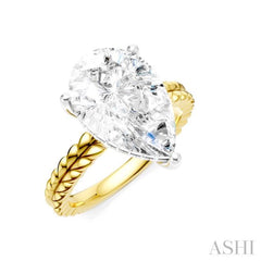 1/8 Ctw Pear Shape Round Cut Diamond Semi-Mount Engagement Ring in 14K Yellow and White Gold