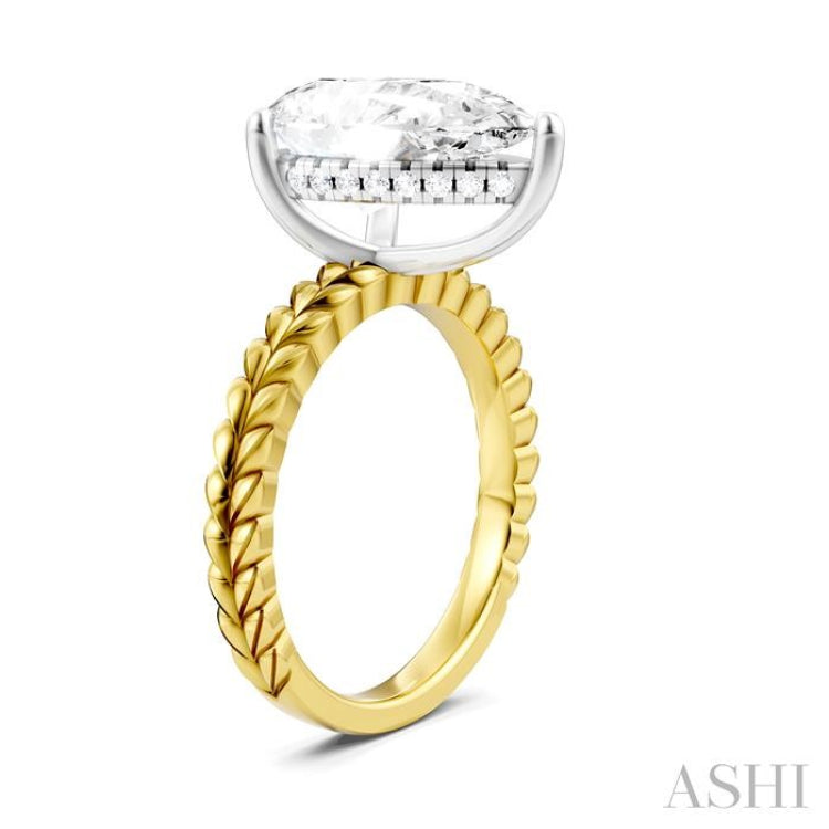 1/8 Ctw Pear Shape Round Cut Diamond Semi-Mount Engagement Ring in 14K Yellow and White Gold