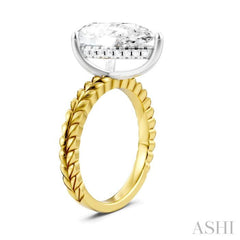 1/8 Ctw Pear Shape Round Cut Diamond Semi-Mount Engagement Ring in 14K Yellow and White Gold