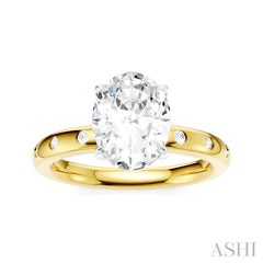 1/6 Ctw Akari Oval Shape Round Cut Diamond Semi-Mount Engagement Ring in 14K Yellow and White Gold