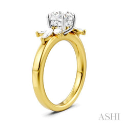 1/2 Ctw Akari Circular Shape Marquise and Round Cut Diamond Semi-Mount Engagement Ring in 14K Yellow and White Gold