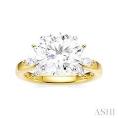1/2 Ctw Akari Circular Shape Marquise and Round Cut Diamond Semi-Mount Engagement Ring in 14K Yellow and White Gold
