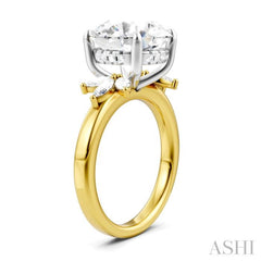1/2 Ctw Akari Circular Shape Marquise and Round Cut Diamond Semi-Mount Engagement Ring in 14K Yellow and White Gold