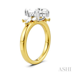 1/2 Ctw Akari Marquise and Round Cut Diamond Semi-Mount Engagement Ring in 14K Yellow and White Gold