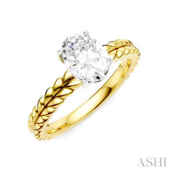 1/20 Ctw Oval Shape Round Cut Diamond Semi-Mount Engagement Ring in 14K Yellow and White Gold