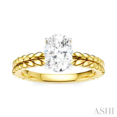 1/20 Ctw Oval Shape Round Cut Diamond Semi-Mount Engagement Ring in 14K Yellow and White Gold