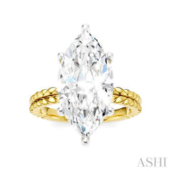 1/8 Ctw Marquise Shape Round Cut Diamond Semi-Mount Engagement Ring in 14K Yellow and White Gold