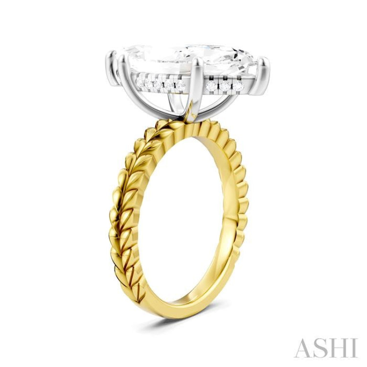 1/8 Ctw Marquise Shape Round Cut Diamond Semi-Mount Engagement Ring in 14K Yellow and White Gold