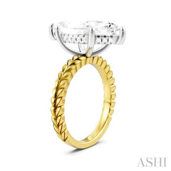 1/8 Ctw Marquise Shape Round Cut Diamond Semi-Mount Engagement Ring in 14K Yellow and White Gold