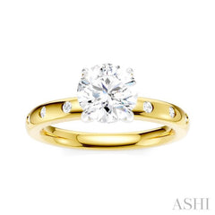 1/6 Ctw Round Shape Round Cut Diamond Semi-Mount Engagement Ring in 14K Yellow and White Gold