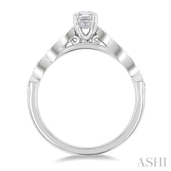 1/10 Ctw Oval Shape Marquise Mount Shank Round Cut Diamond Semi-Mount Engagement Ring in 14K White Gold