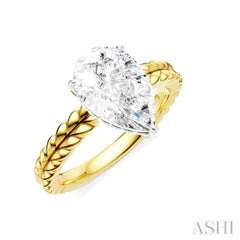 1/10 Ctw Pear Shape Round Cut Diamond Semi-Mount Engagement Ring in 14K Yellow and White Gold
