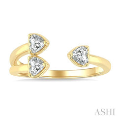 1/2 Ctw Split Triple Heart Diamond Open Fashion Ring in 14K Yellow Gold