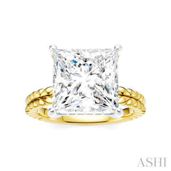 1/8 Ctw Princess Shape Round Cut Diamond Semi-Mount Engagement Ring in 14K Yellow and White Gold