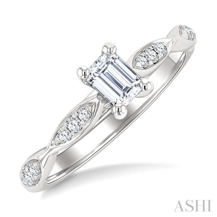 1/6 Ctw Marquise Link Shank Round Cut Diamond Semi-Mount Engagement Ring 14K White Gold