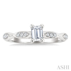 1/6 Ctw Marquise Link Shank Round Cut Diamond Semi-Mount Engagement Ring 14K White Gold