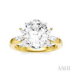 1/2 Ctw Akari Oval Shape Marquise and Round Cut Diamond Semi-Mount Engagement Ring in 14K Yellow and White Gold