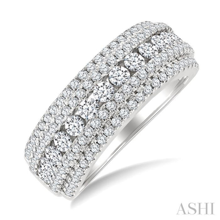 1 1/4 Ctw 5-Row Round Cut Diamond Fashion Band in 14K White Gold