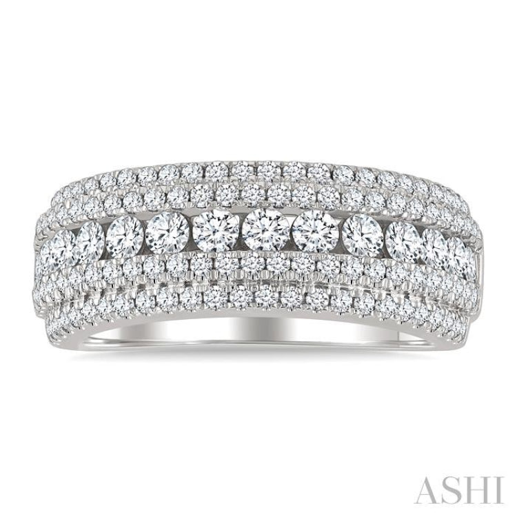 1 1/4 Ctw 5-Row Round Cut Diamond Fashion Band in 14K White Gold