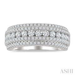 1 1/4 Ctw 5-Row Round Cut Diamond Fashion Band in 14K White Gold