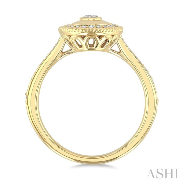 1/3 Ctw Art Deco Oval and Round Cut Diamond Fashion Ring in 14K Yellow Gold