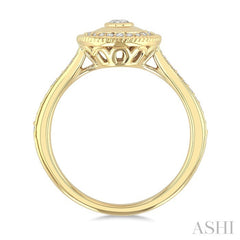 1/3 Ctw Art Deco Oval and Round Cut Diamond Fashion Ring in 14K Yellow Gold