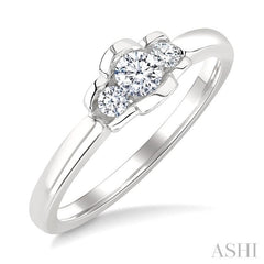 1/4 Ctw 3-Stone Round Cut Diamond Fashion Ring in 14K White Gold