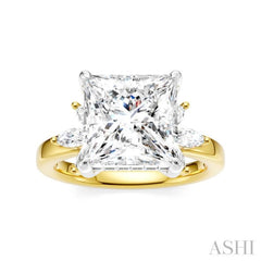 5/8 Ctw Akari Princess Shape Marquise and Round Cut Diamond Semi-Mount Engagement Ring in 14K Yellow and White Gold