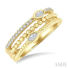 1/5 Ctw Split Three Row Marquise and Round Cut Diamond Fashion Band in 10K Yellow Gold