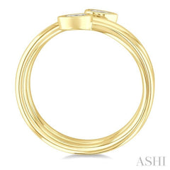 1/5 Ctw Split Double Coil Bezel Set Pear Cut Diamond Open Fashion Ring in 14K Yellow Gold